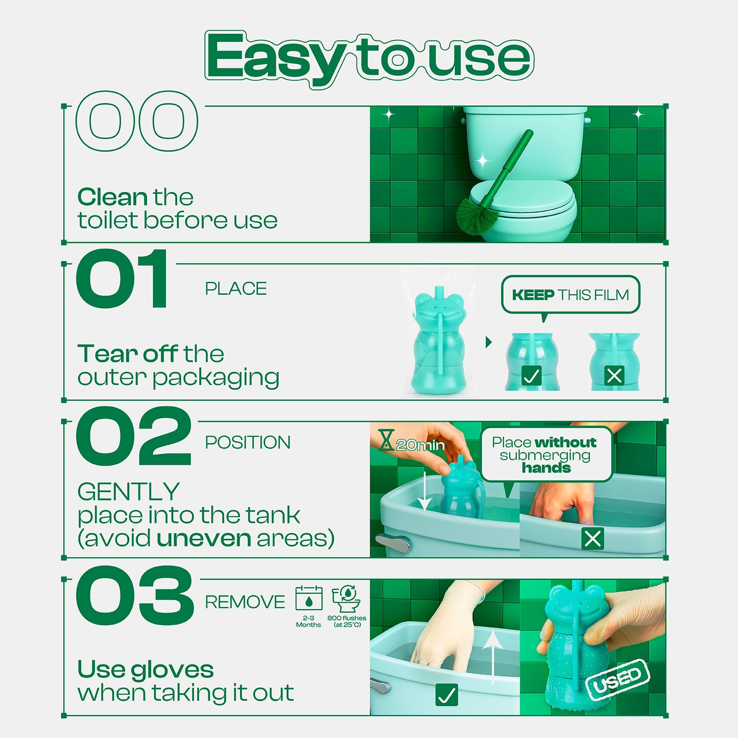 PurityNest Toilet Bowl Cleaners Pack of 6, Automatic Long-Lasting Toilet Bowl Cleaner Tablets in Bottle